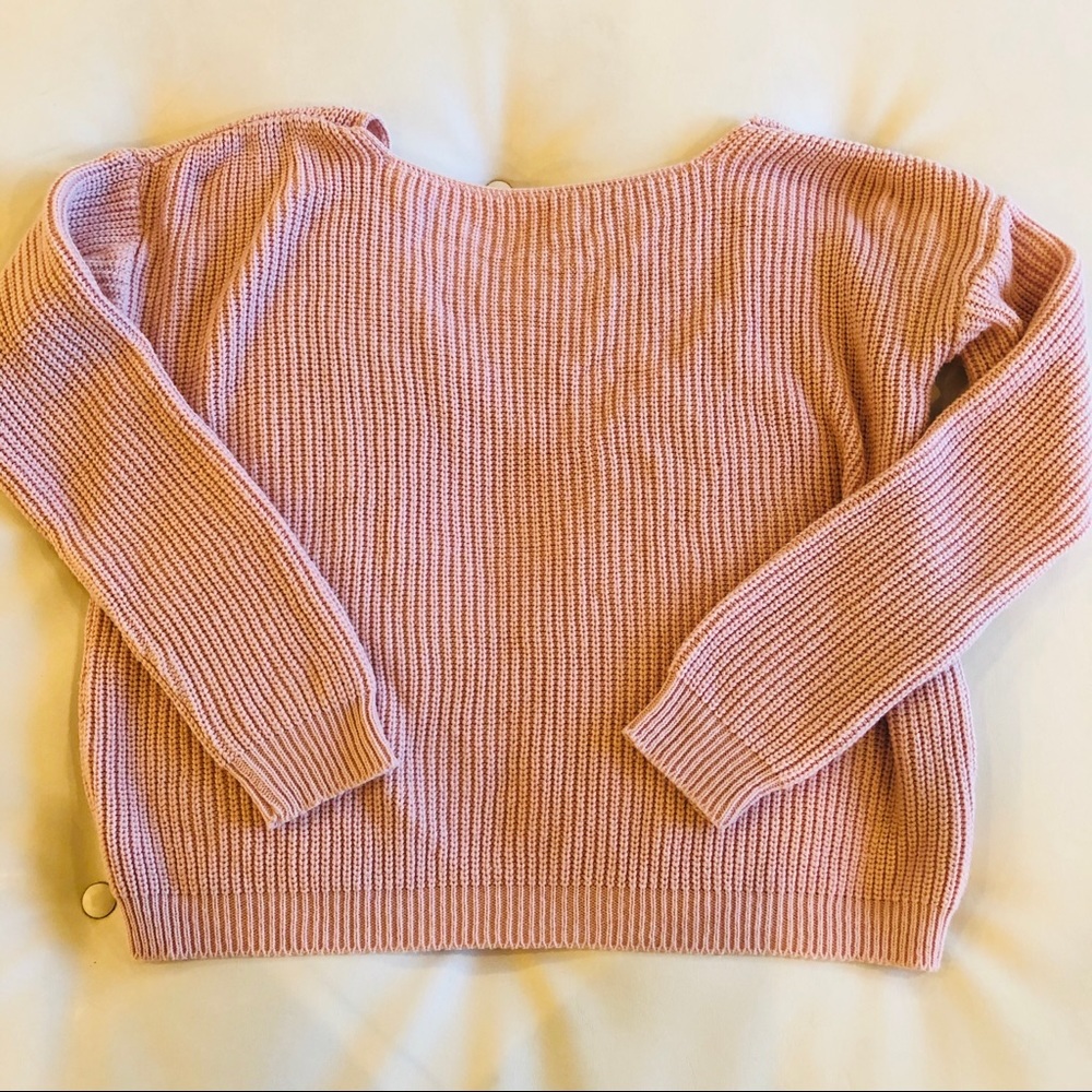 Bundle-Cozy oversized blush sweater with low back